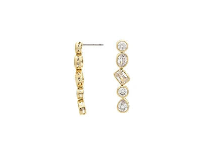18K Gold-Plated Bezel Set Multi-Shape Cz Drop Earrings