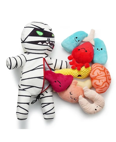 Nocciola 9-in-1 Zombie Plush Squeaky Dog Toys, Mummy Toys, Stimulating Puzzle Toy with 8 Organ-Shaped Plush Toys, Halloween gift, Stuffed Toys for Sma