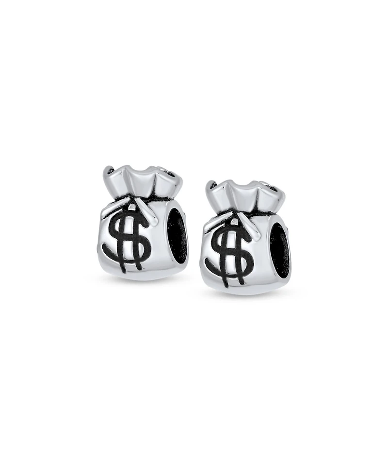 Bling Jewelry Set of 2 Good Luck Money Bag Charm Bead Sterling Silver for European Bracelet