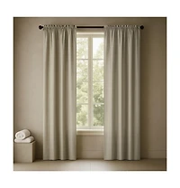 Kate Aurora 1 Piece Flax Semi Sheer Rod Pocket Beige Linen Curtain Panel