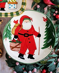 Vietri Old St. Nick Shallow Bowl with Apple Basket