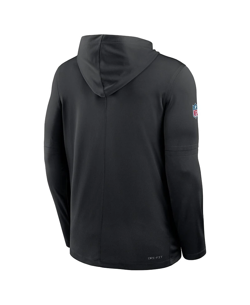 Nike Men's Black New York Jets 2025 Rivalries Collection Sideline Dri-fit Long Sleeve Hoodie T-Shirt