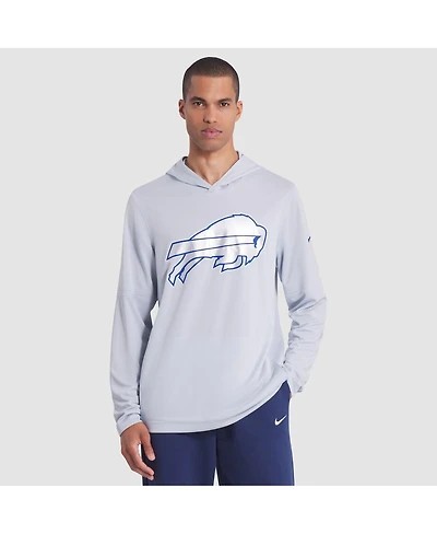 Nike Men's Silver Buffalo Bills 2025 Rivalries Collection Sideline Dri-fit Long Sleeve Hoodie T-Shirt