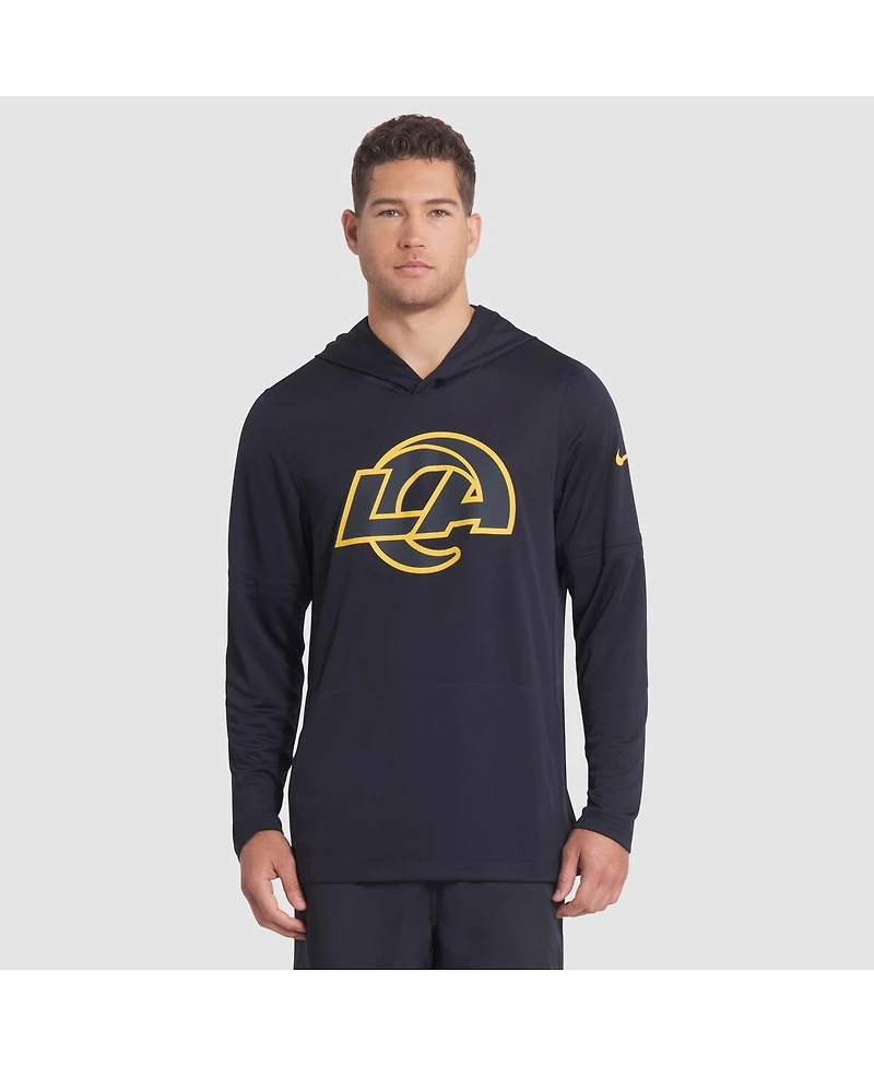Nike Men's Midnight Blue Los Angeles Rams 2025 Rivalries Collection Sideline Dri-fit Long Sleeve Hoodie T-Shirt