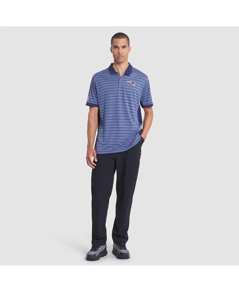 Nike Men's Storm Blue New England Patriots 2025 Rivalries Collection Sideline Victory Striped Dri-fit Polo Shirt