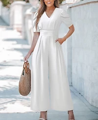 Cupshe Women's V-Neck Wide Leg Jumpsuit