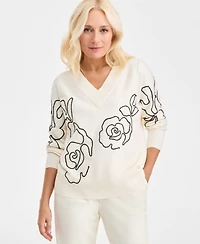 Style & Co Women's Soutache V-Neck Sweater, Macy's Exclusive