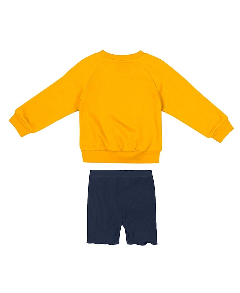 Colosseum Girls Toddler 2-Piece Gold/Navy West Virginia Mountaineers Beta Fleece Sweatshirt and Shorts Set
