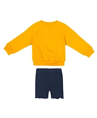 Colosseum Girls Toddler 2-Piece Gold/Navy West Virginia Mountaineers Beta Fleece Sweatshirt and Shorts Set