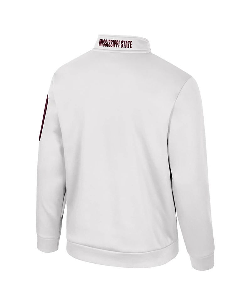 Colosseum Men's White Mississippi State Bulldogs Mainframe Quarter-Zip Fleece Jacket