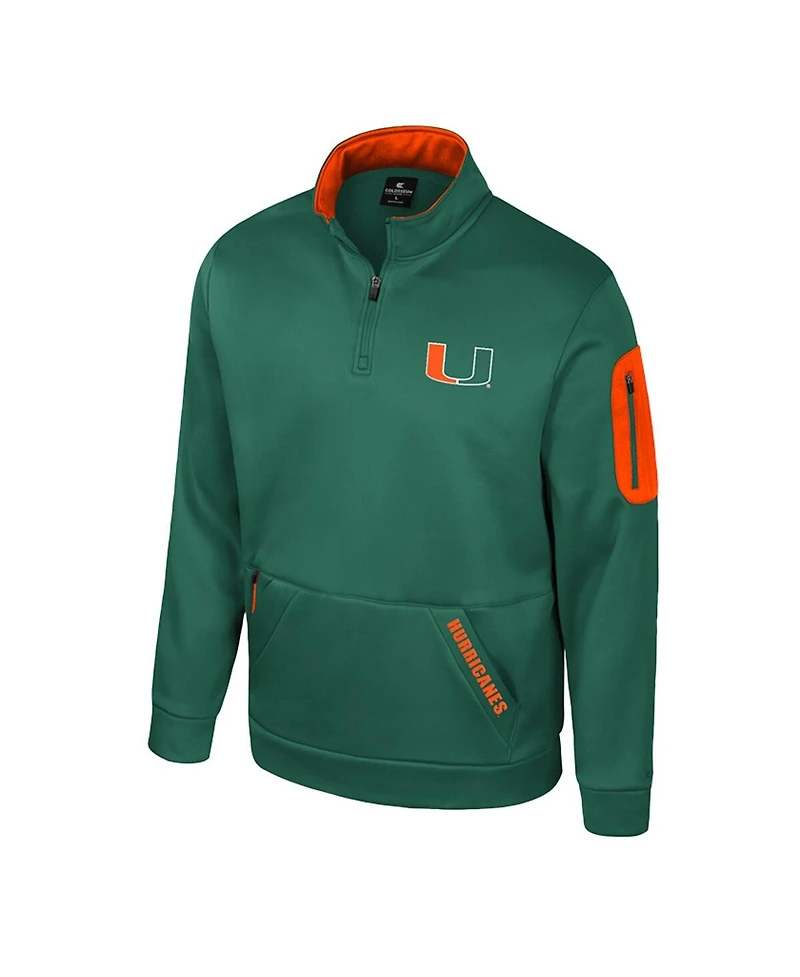 Colosseum Men's Green Miami Hurricanes Mainframe Quarter-Zip Fleece Jacket
