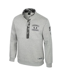 Colosseum Men's Heather Gray Miami Hurricanes Oorah Oht Military Appreciation Fleece Quarter-Zip Jacket