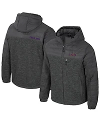 Colosseum Men's Charcoal Lsu Tigers Nightman Full-Zip Hoodie Puffer Jacket