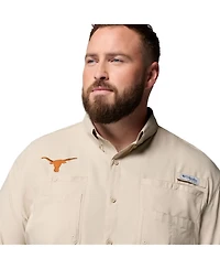 Columbia Men's Tan Texas Longhorns Big Tall Collegiate Tamiami Omni-Shade Full-Button Shirt