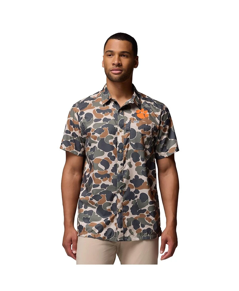 Columbia Men's Camo Clemson Tigers Super Slack Tide Omni-Wick Button-Up Shirt
