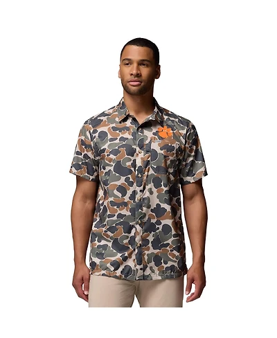 Columbia Men's Camo Clemson Tigers Super Slack Tide Omni-Wick Button-Up Shirt