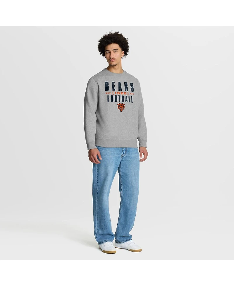 Fanatics Men's Heather Gray Chicago Bears Powerful Throw Legacy Pullover Sweatshirt