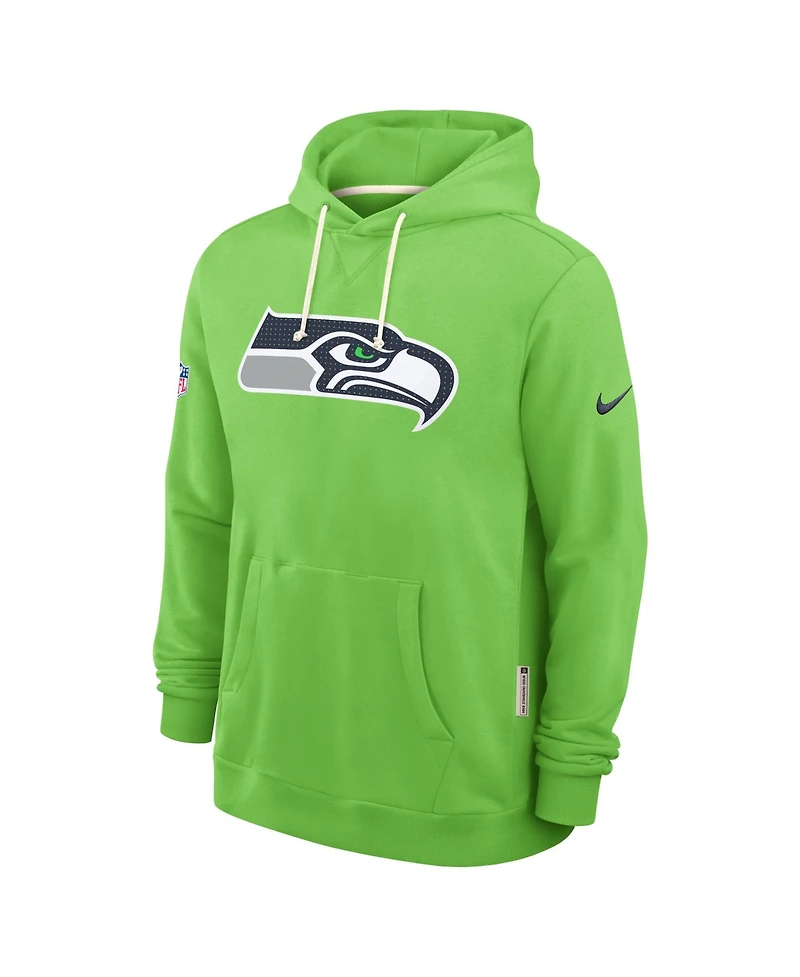 Nike Men's Neon Green Seattle Seahawks Sideline Standard Issue Initial Home Dri-fit Hoodie