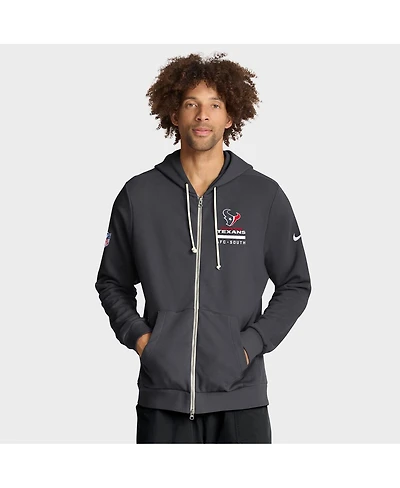 Nike Men's Anthracite Houston Texans Sideline Standard Issue Utility Player Dri-fit Full-Zip Hoodie