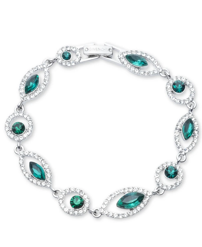 Givenchy Rhodium Glass Stone Silver-Tone Flex Bracelet
