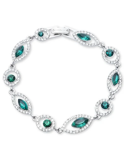 Givenchy Rhodium Glass Stone Silver-Tone Flex Bracelet
