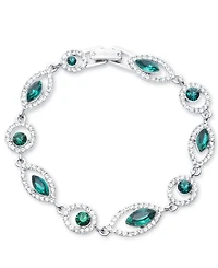 Givenchy Rhodium Glass Stone Silver-Tone Flex Bracelet