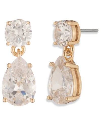 Givenchy Cubic Zirconia Gold-Tone Pear Double Drop Earrings