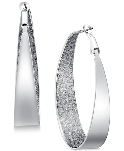Guess 2" Large Inner Glitter Hoop Earrings