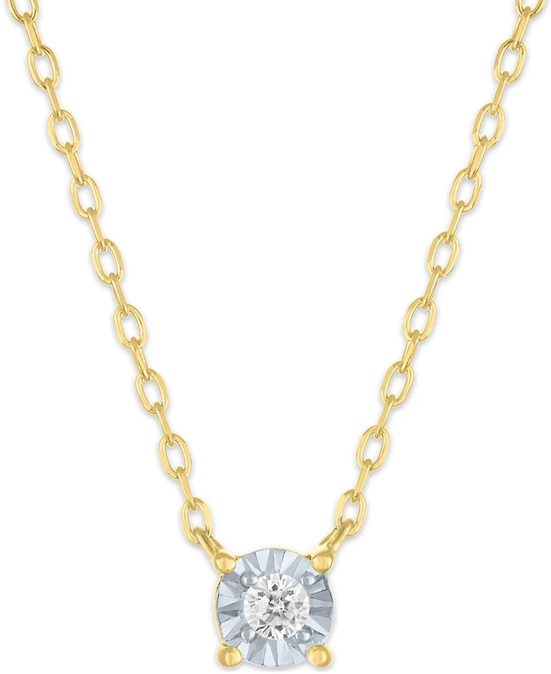 Macy's 2-Pc. Diamond Necklace Set (1/20 ct. t.w.) in 14K Yellow Gold Over Sterling Silver