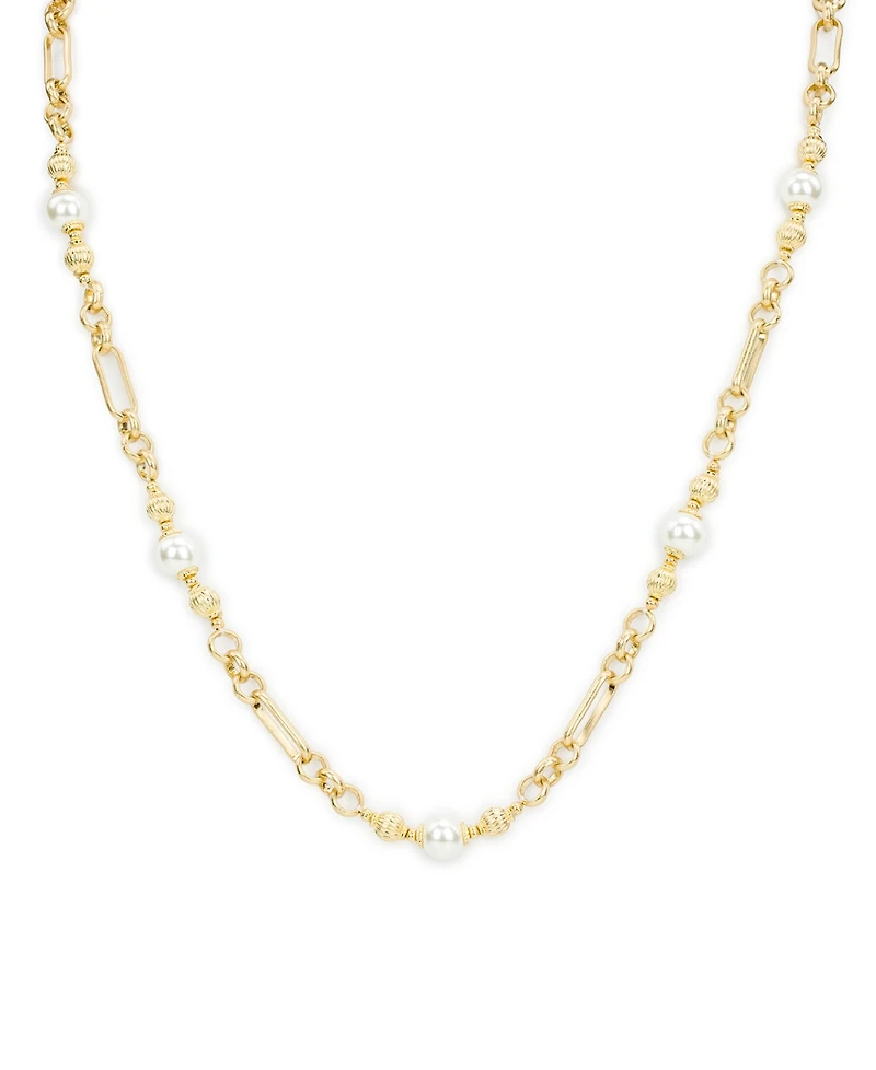 Patricia Nash Glass Cultivated Pearl Worn Gold-Tone Station Necklace