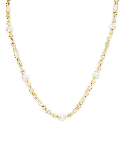Patricia Nash Glass Cultivated Pearl Worn Gold-Tone Station Necklace