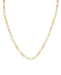Patricia Nash Glass Cultivated Pearl Worn Gold-Tone Station Necklace