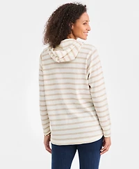 Style & Co Women's Striped Waffle-Knit Pullover Hoodie, Macy's Exclusive