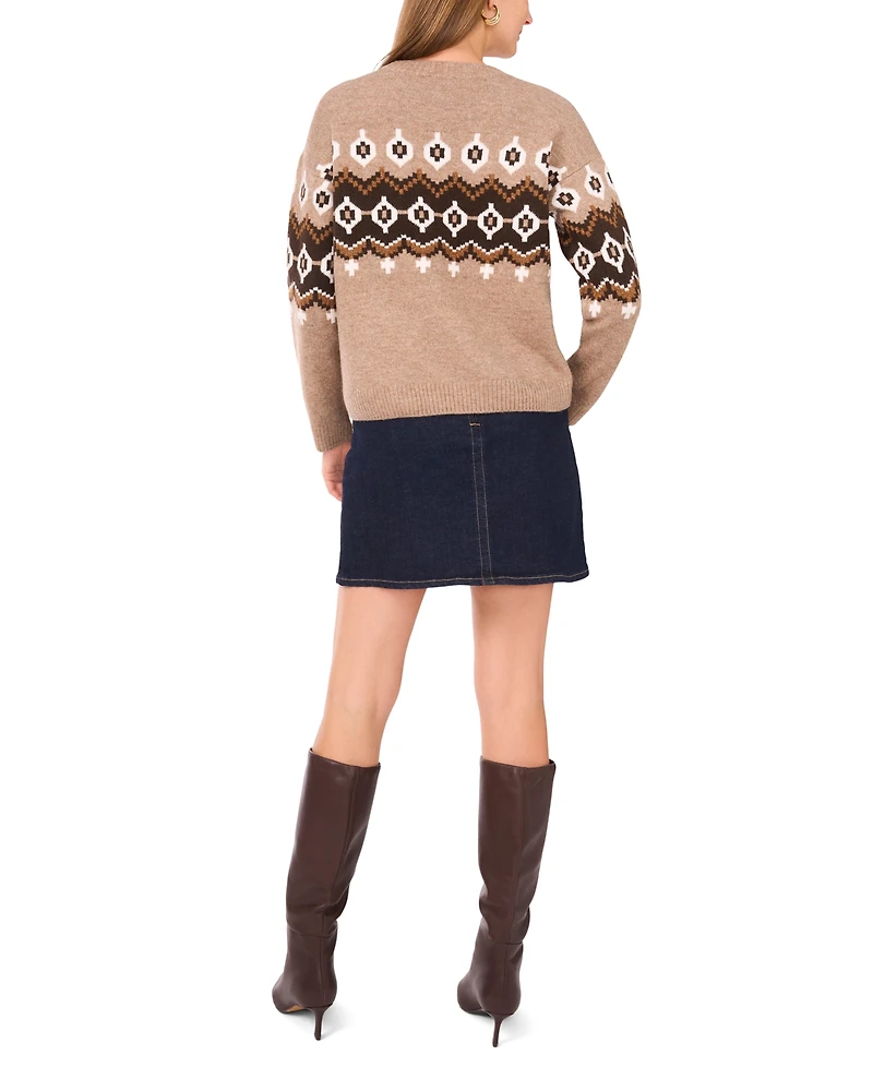 Vince Camuto Women's Fair Isle Crew Neck Sweater