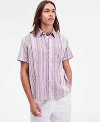 Sun Stone Mens Patio Striped Short Sleeve Button Up Shirt Linen Blend Pants Macys Exclusive
