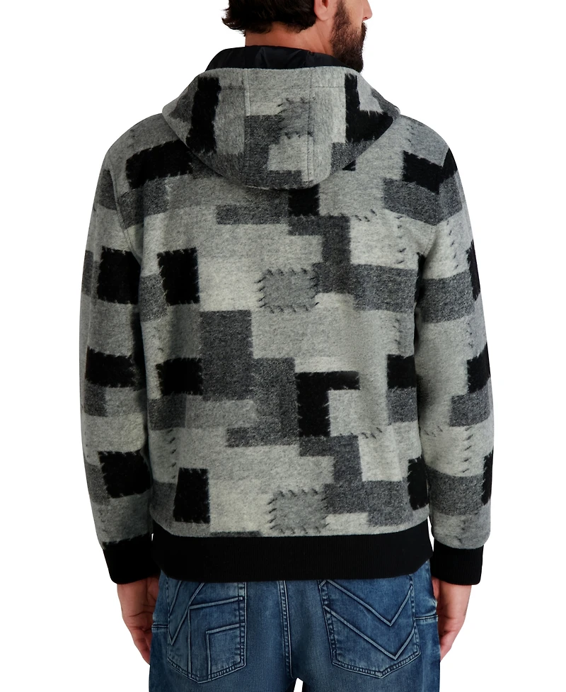 Karl Lagerfeld Paris Men's Patch Detail Hooded Jacket