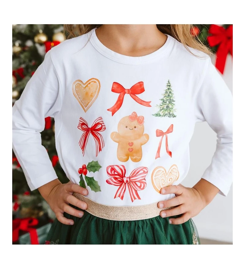 Sweet Wink Toddler Girls Gingerbread Cutie Christmas Long Sleeve Shirt