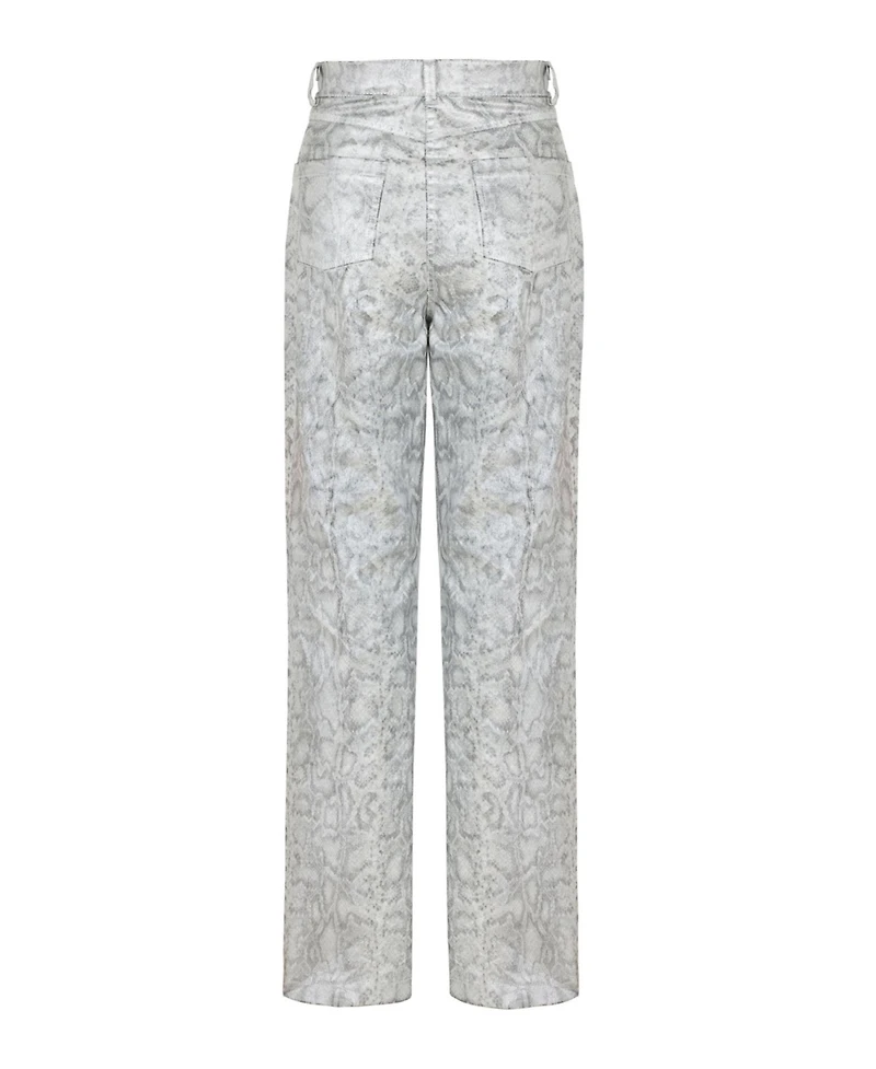 Nocturne Women's Silver Snake Print Pants