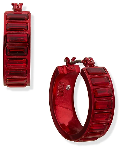 Dkny Dynamic Siam Stone Two-Tone Hoop Earrings