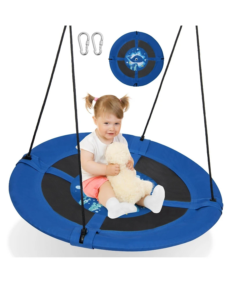 40 Inch Saucer Tree Swing with Adjustable Ropes and 900D Oxford Fabric