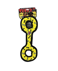Tuffy Medium Tug-o-War Yellow Bone 2 Pack, Durable Plush Squeaky Dog Toy
