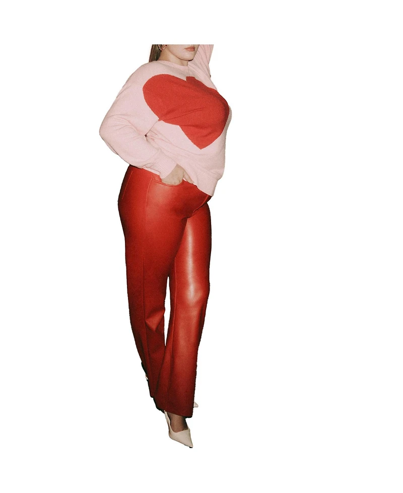 Eloquii Women's Slit Hem Faux Leather Pant