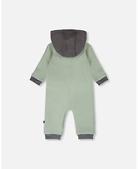 Deux par Deux Baby Boys One-Piece Waffle Romper with Pocket Jade Green