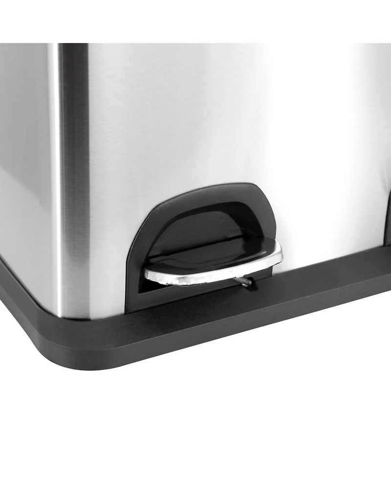 Elama 2 Section 15 Liter/ 4 Gallon Each Section Trash and Recycling Step Bin in Matte Silver