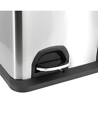 Elama 2 Section 15 Liter/ 4 Gallon Each Section Trash and Recycling Step Bin in Matte Silver
