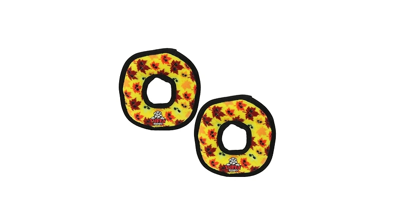 Tuffy Holiday Medium Ring Leaves 2 Pack, Durable Plush Squeaky Dog Toy