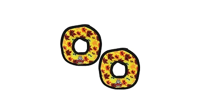 Tuffy Holiday Medium Ring Leaves 2 Pack, Durable Plush Squeaky Dog Toy