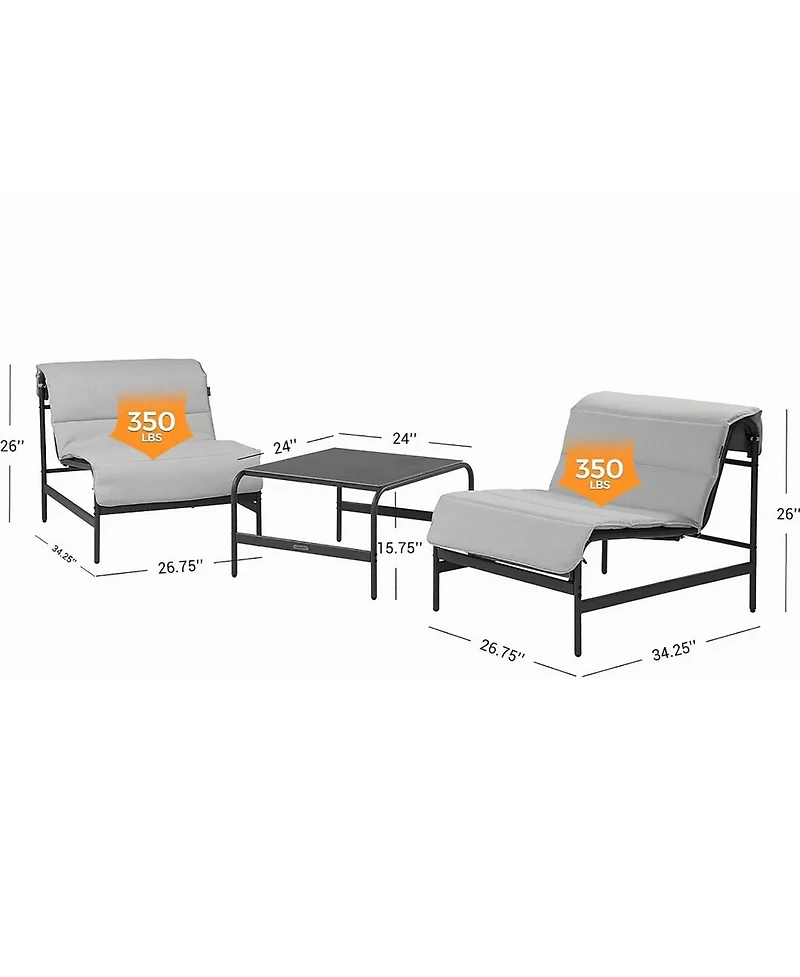 All-Iron Detachable Armless Sofa Set - 3 Pieces