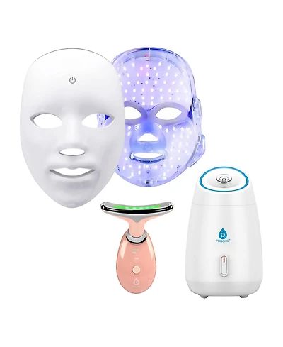 Pursonic Ultimate 3-in-1 Led Light Therapy & Facial Spa Bundle – 7-in-1 Led Face Mask + 7-in-1 Led Face & Neck Sculpting Wand + Facial Steamer