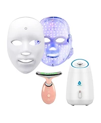 Pursonic Ultimate 3-in-1 Led Light Therapy & Facial Spa Bundle – 7-in-1 Led Face Mask + 7-in-1 Led Face & Neck Sculpting Wand + Facial Steamer